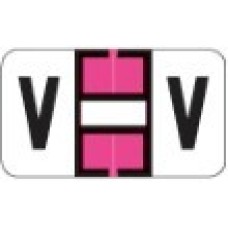 0200-V | Fl Pink V Labels Jeter 0200 Series Size: 15/16H x 1-5/8W, Laminated, 500/Box