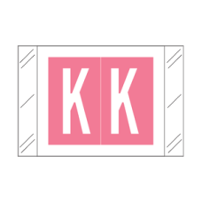 12011-K | Pink K Labels  Tabbies 12000 Series Size: 1 H X 1-1/2W, Laminated, 500/Box