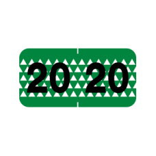 20-CF34 | Green - Black 2020 Control-O-Fax Year Labels Size 3/4 x 1-1/2 Laminated 500/Box
