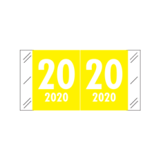 20-CT1000 | Yellow 20 Tabbies Year Labels 11707 Size 3/4H x 1-1/2W Laminated 1000/Box