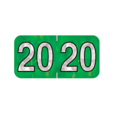 20-HGYM | 2020 Green Holographic Year Labels Size 3/4H x 1-1/2W Laminated 500/Box