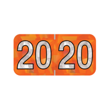 20-HOYM | 2020 Orange Holographic Year Labels Size 3/4H x 1-1/2W Laminated 500/Box