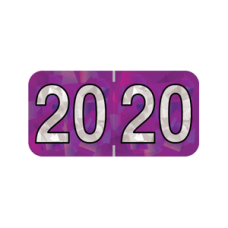 20-HPYM | 2020 Purple Holographic Year Labels Size 3/4H x 1-1/2W Laminated 500/Box