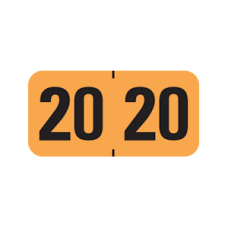 20-MAP | Fluorescent Orange 20 Medical Arts Press Year Labels Size 3/4H x 1-1/2W Laminated 500/Box