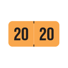 20-PMAO | Fluorescent Orange 20 PMA Year Labels Size 3/4H x 1-1/2W Laminated 500/Box