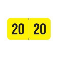 20-PMAY | Fluorescent Yellow 20 PMA Year Labels Size 3/4H x 1-1/2W Laminated 500/Box