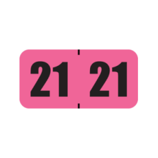 21-POSC | Black on Pink 21 POS Year Labels Size 3/4H x 1-1/2W Laminated 500/Box
