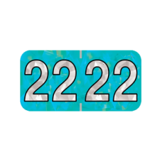 22-HAYM | 2022 Aqua Holographic Year Labels Size 3/4H x 1-1/2W Laminated 500/Box