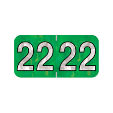22-HGYM | 2022 Green Holographic Year Labels Size 3/4H x 1-1/2W Laminated 500/Box