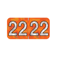 22-HOYM | 2022 Orange Holographic Year Labels Size 3/4H x 1-1/2W Laminated 500/Box