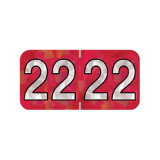 22-HRYM | 2022 Red Holographic Year Labels Size 3/4H x 1-1/2W Laminated 500/Box