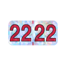 22-HSYM | 2022 Silver Holographic Year Labels Size 3/4H x 1-1/2W Laminated 500/Box
