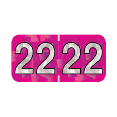22-HFYM | 2022 Fuchsia Holographic Year Labels Size 3/4H x 1-1/2W Laminated 500/Box