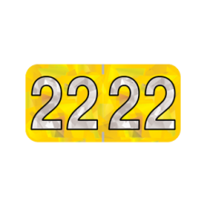 22-HYYM | 2022 Yellow Holographic Year Labels Size 3/4H x 1-1/2W Laminated 500/Box