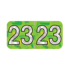 23-HLYM | 2023 Lime Holographic Year Labels Size 3/4H x 1-1/2W Laminated 500/Box