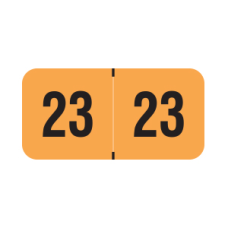 23-PMAO | Fluorescent Orange 23 PMA Year Labels Size 3/4H x 1-1/2W Laminated 500/Box