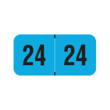 24-PMAB | Fluorescent Blue 24 PMA Year Labels Size 3/4H x 1-1/2W Laminated 500/Box