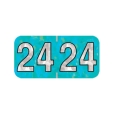 24-HAYM | 2024 Aqua Holographic Year Labels Size 3/4H x 1-1/2W Laminated 500/Box