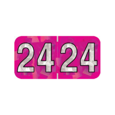 24-HFYM | 2024 Fuchsia Holographic Year Labels Size 3/4H x 1-1/2W Laminated 500/Box