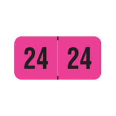 24-PMAP | Fluorescent Pink 24 PMA Year Labels Size 3/4H x 1-1/2W Laminated 500/Box