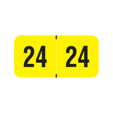 24-PMAY | Fluorescent Yellow 24 PMA Year Labels Size 3/4H x 1-1/2W Laminated 500/Box
