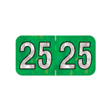 25-HGYM | 2025 Green Holographic Year Labels Size 3/4H x 1-1/2W Laminated 500/Box