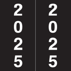 25-IM178 | Black 2025 IFC Year Labels CL7100 Size 1-7/8H x 1-7/8W Laminated 500/Box