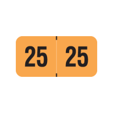 25-PMAO | Fluorescent Orange 23 PMA Year Labels Size 3/4H x 1-1/2W Laminated 500/Box