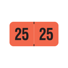 25-PMAR | Fluorescent Red 2025 PMA Year Labels Size 3/4H x 1-1/2W Laminated 500/Box