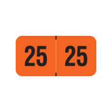 25-TRYM | Orange - Black Traco Year Labels 2025 Labels Size 3/4 x 1-1/2 Laminated 500/Box