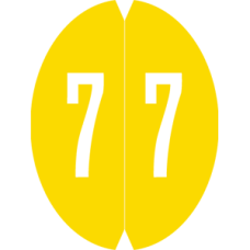 8857-7 | Yellow #7 Labels GBS System 6 Oval Numeric Size 1-1/8W x 1-1/2H 500/box