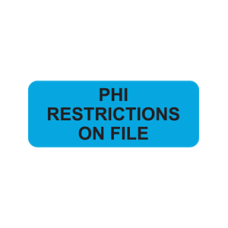 A1001 - PHI RESTRICTIONS - Blue Label with Black Print