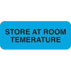 Store At Room Temp laboratory pharmacy labels. Fluorescent Blue Black Print 3/4 x 1-7/8, 250/box.