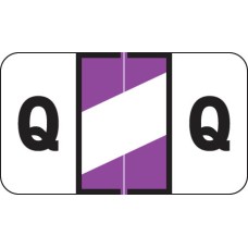 Purple/White Q Control-O-Fax Alpha Label 225/Pack Laminated 1-5/8W x 15/16H