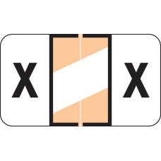 Lt Orange/White X Control-O-Fax Alpha Label 225/Pack Laminated 1-5/8W x 15/16H