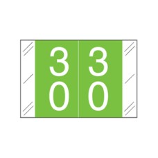 11200-30 | Lt. Green #30-39 Tabbies 11200 Double Digits 1H x 1-1/2W Laminated 500/Box