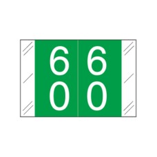 11200-60 | Dk. Green #60-69 Tabbies 11200 Double Digits 1H x 1-1/2W Laminated 500/Box