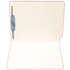 F11RS-1-WT | 11pt. White Colored End Tab File Folders, Letter Sz, 1 Fastener, 50/bx