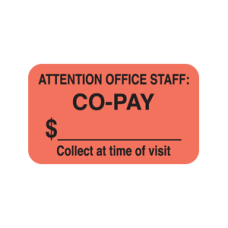MAP1310 - CO-Pay Labels - Fluorescent Red with Bk
