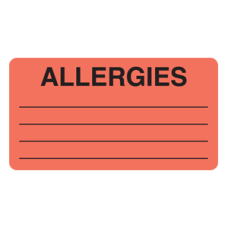 MAP1630 - ALLERGY LABELS - Allergy Stickers, FL. Red/Black Print