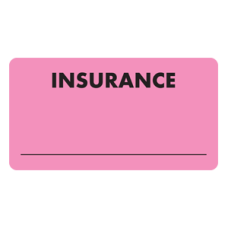 Insurance Labels FL. Pink with Black Print. 1-3/4 x 3-1/4, 250/box. Medical Insuance Labels with Underline.