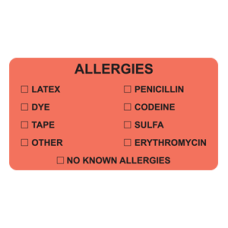 MAP3250 - ALLERGIES - Allergy Labels Fl. Red with Black Print