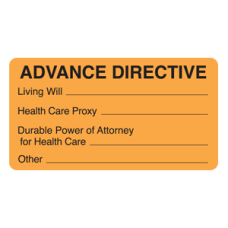 MAP3500 - ADVANCE DIRECTIVE Labels - Fluorescent Orange/Bk