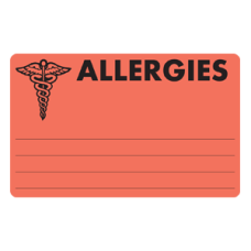 MAP486 - ALLERGIES - Allergy Labels  Fl. Red with Black Print