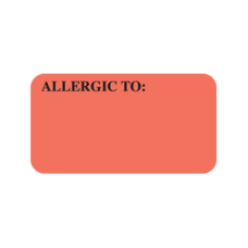 UL180 - ALLERGIC TO: - Allergy Labels Fl. Red with Black Print