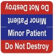 XDND-MIN | Minor Patient Do Not Destroy Labels, Sz 1-7/8H x 1-7/8W, 500/bx