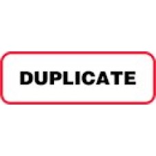 XDUP | DUPLICATE Label, Sz 1/2 X 1-1/2, Printed Black with Red Border, 1000/bx