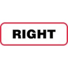 XRIGHT | RIGHT Label, Sz 1/2 X 1-1/2, Printed Black with Red Border, 1000/bx