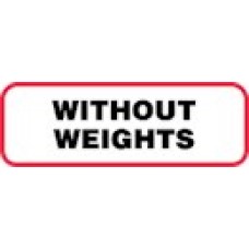 XWOW | WITHOUT WEIGHTS Label, Sz 1/2 X 1-1/2,  Blk with Red Border, 1000/bx