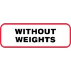 XWOW | WITHOUT WEIGHTS Label, Sz 1/2 X 1-1/2,  Blk with Red Border, 1000/bx